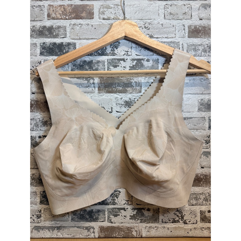 Evelyn & Bobbie The Evelyn Bra Women XL Beige Floral Leaf Seamless Wirefree